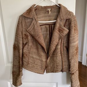 Free People cropped vintage inspired moto jacket